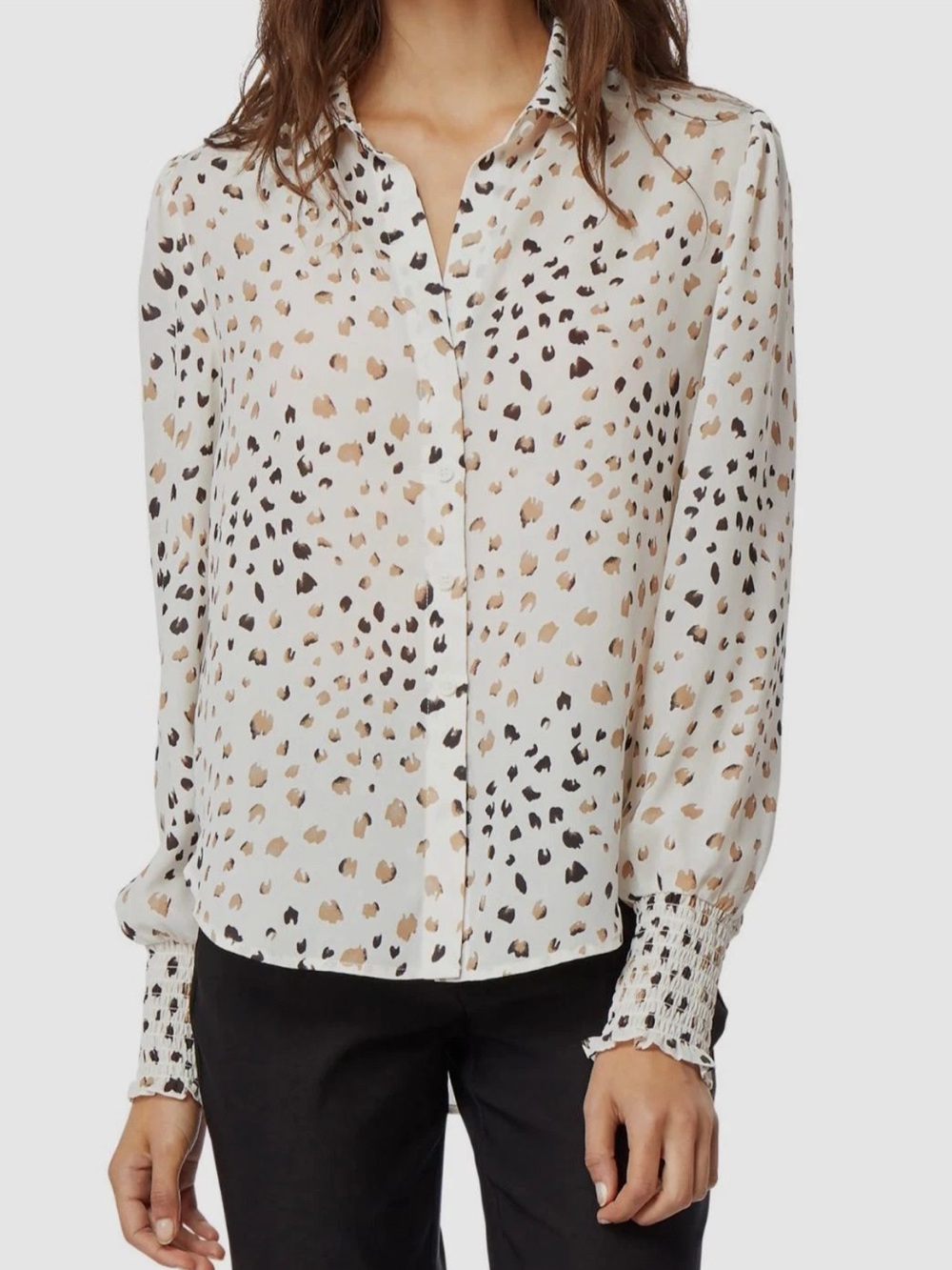 NWT Habitual Gardenia Animal Dot Button Down Blouse Size 2X